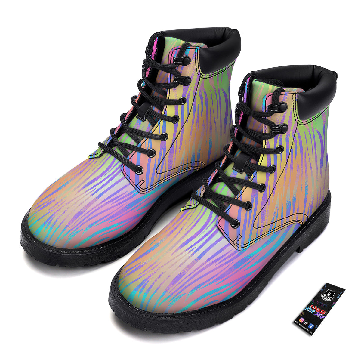 Zebra Pastel Print Pattern Boots-grizzshop