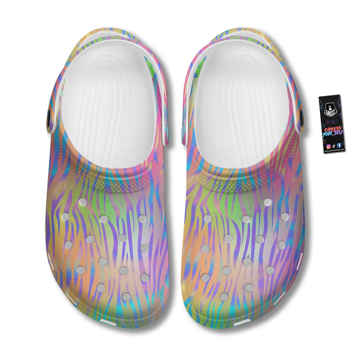 Zebra Pastel Print Pattern Clog-grizzshop