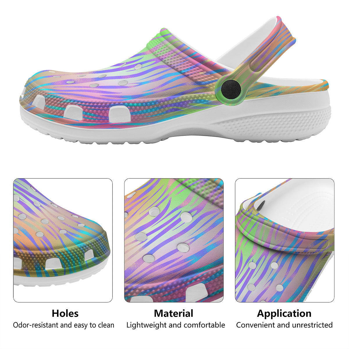 Zebra Pastel Print Pattern Clog-grizzshop