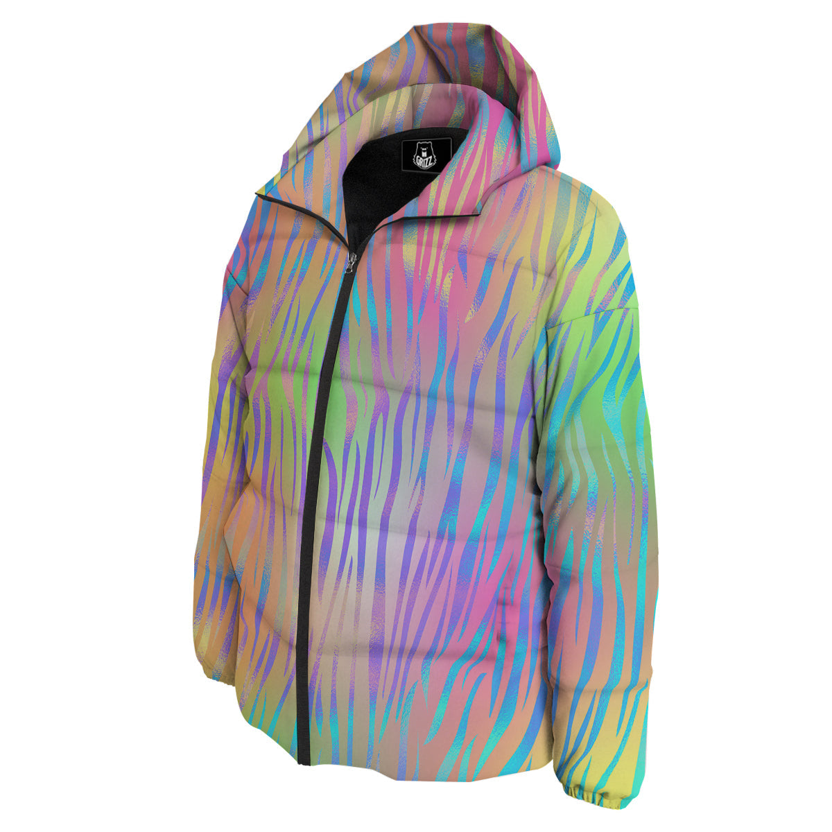 Zebra Pastel Print Pattern Down Jacket-grizzshop