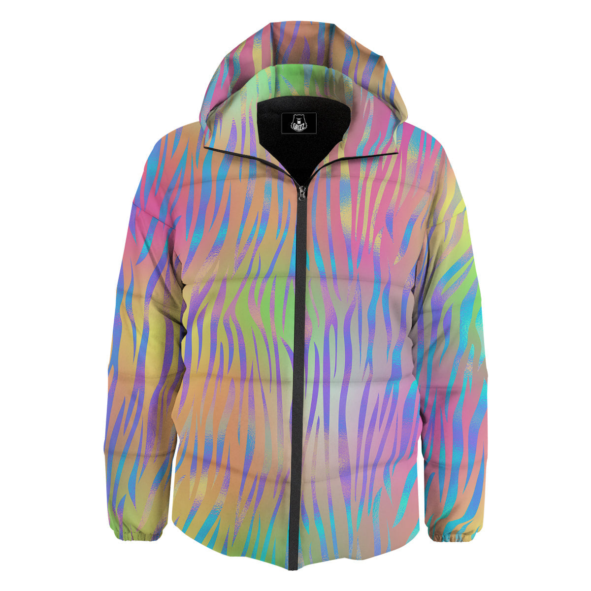 Zebra Pastel Print Pattern Down Jacket-grizzshop