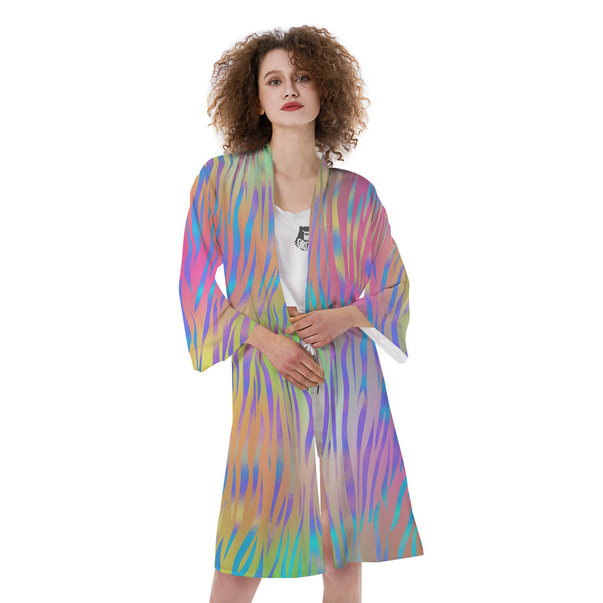 Zebra Pastel Print Pattern Kimono-grizzshop