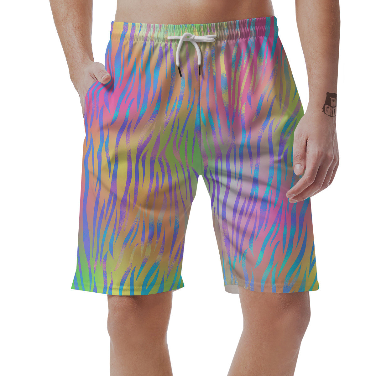 Zebra Pastel Print Pattern Men's Shorts-grizzshop