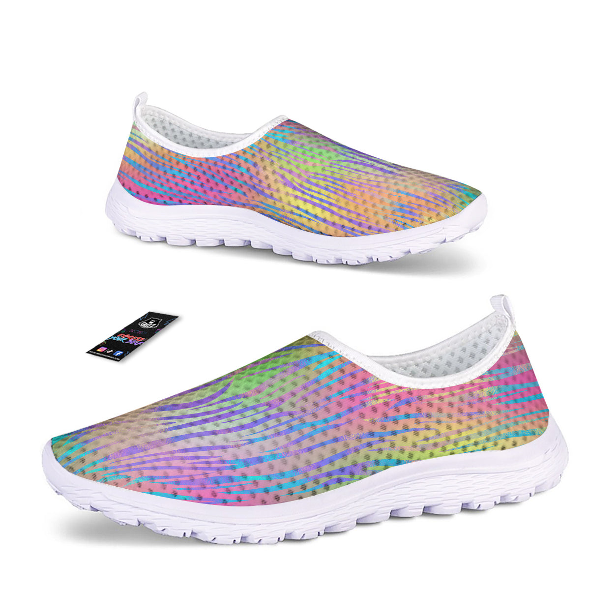 Zebra Pastel Print Pattern Nurse Shoes-grizzshop
