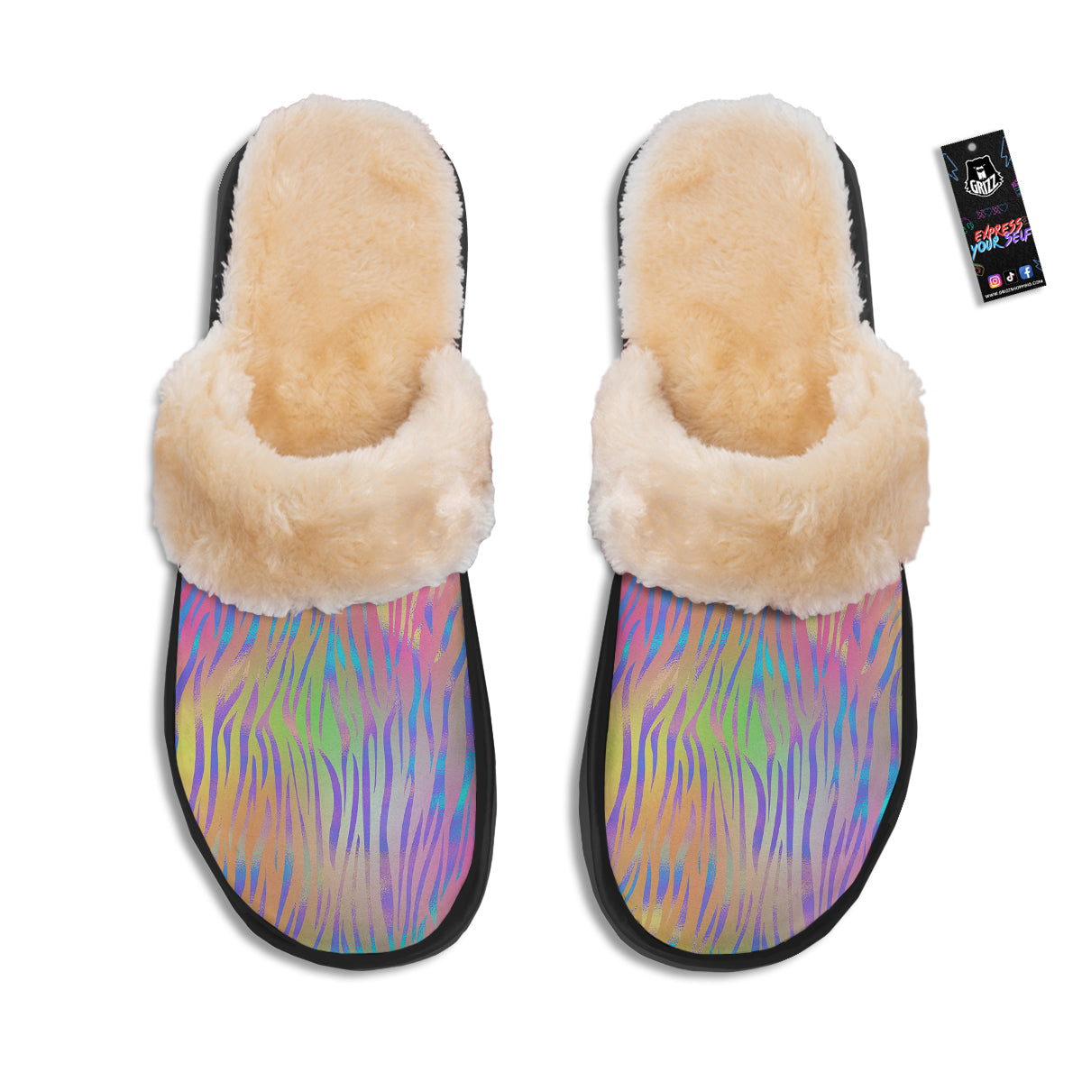 Zebra Pastel Print Pattern Slippers-grizzshop