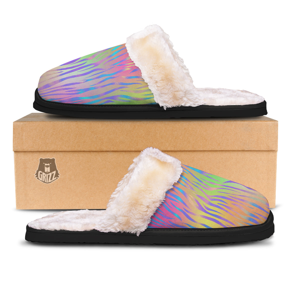 Zebra Pastel Print Pattern Slippers-grizzshop