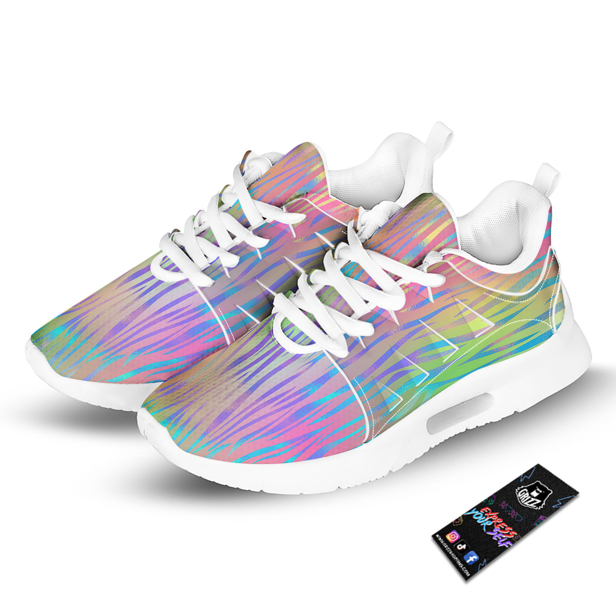Zebra Pastel Print Pattern Tennis Shoes-grizzshop