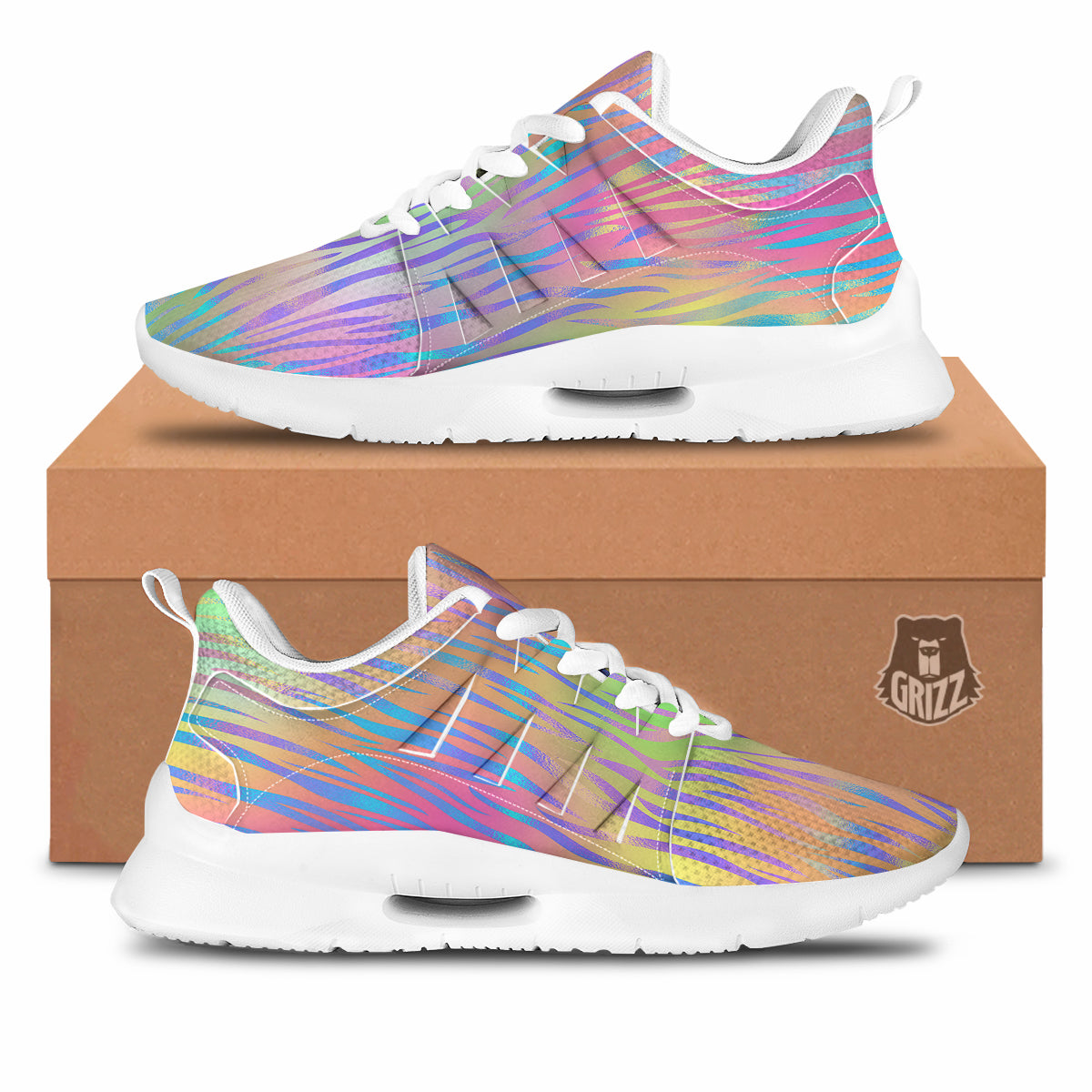 Zebra Pastel Print Pattern Tennis Shoes-grizzshop