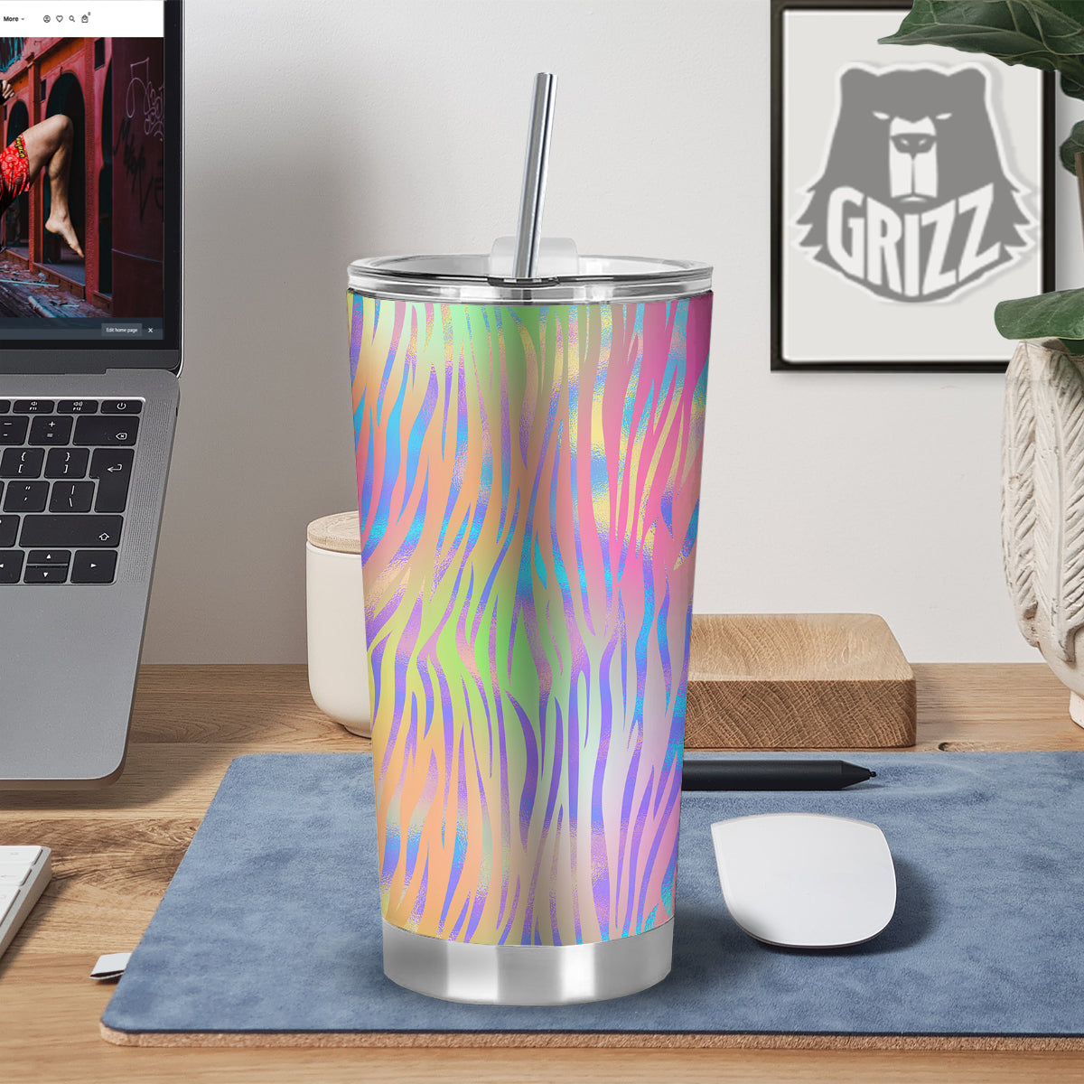 Zebra Pastel Print Pattern Tumbler-grizzshop