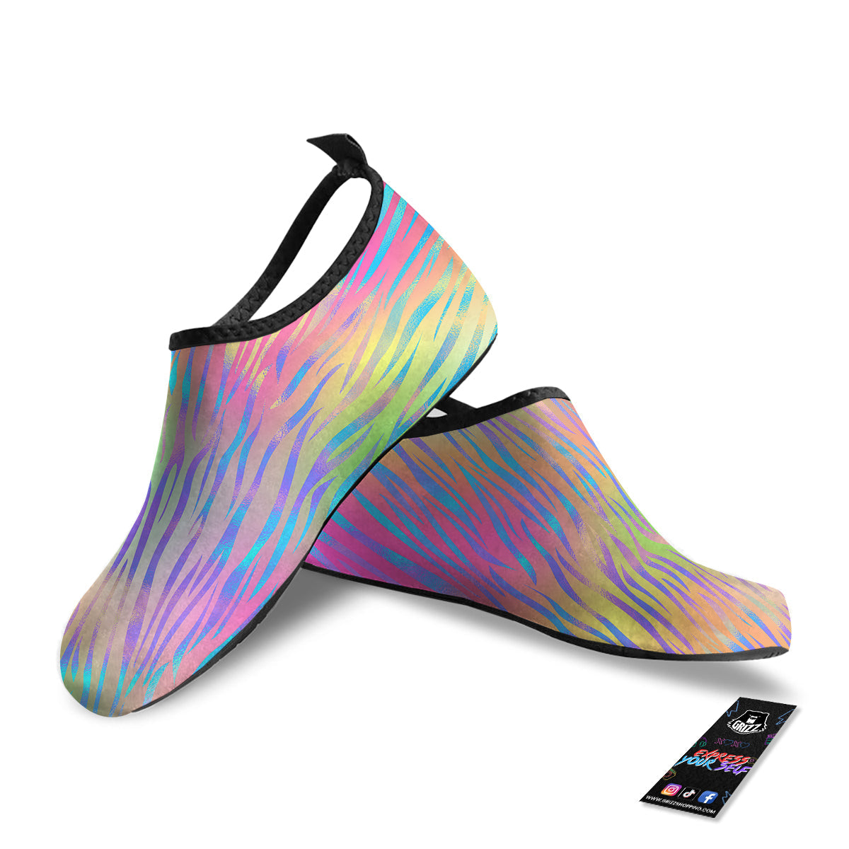 Zebra Pastel Print Pattern Water Shoes-grizzshop