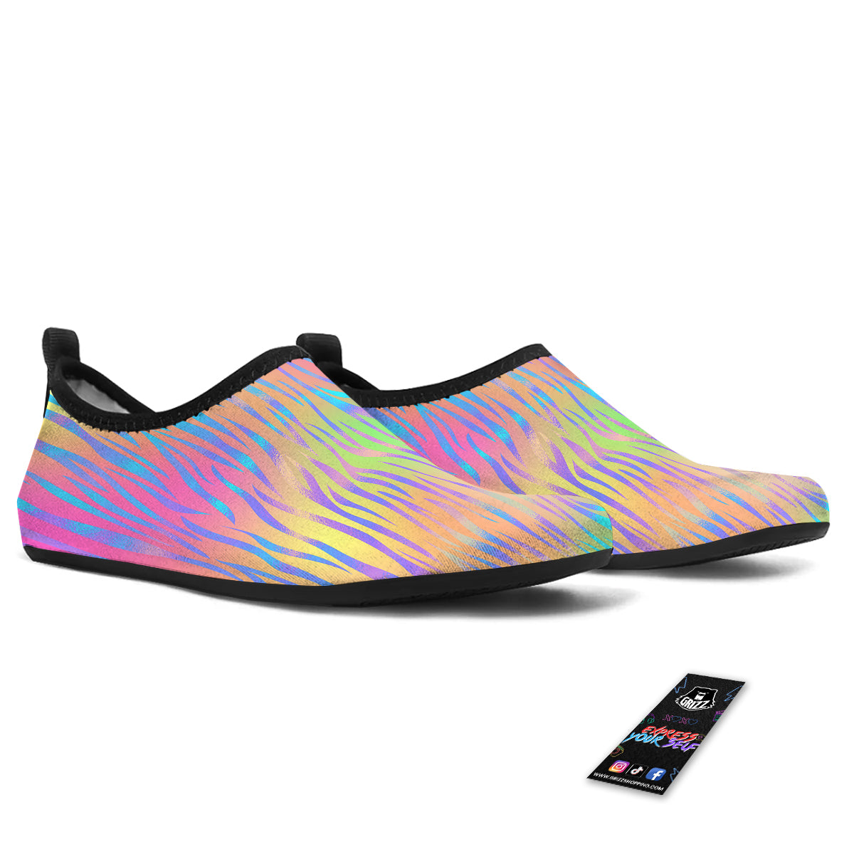 Zebra Pastel Print Pattern Water Shoes-grizzshop