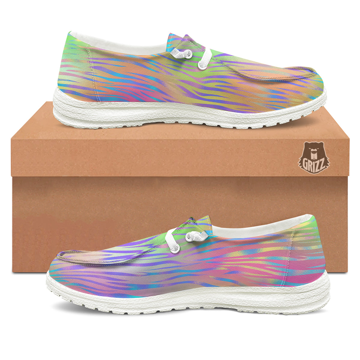 Zebra Pastel Print Pattern White Loafers-grizzshop