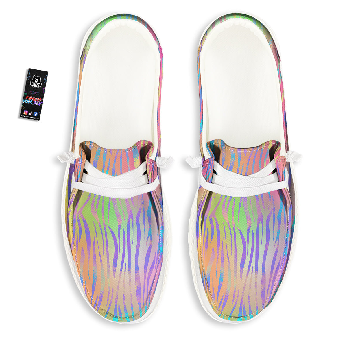 Zebra Pastel Print Pattern White Loafers-grizzshop