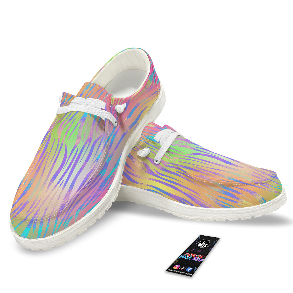 Zebra Pastel Print Pattern White Loafers-grizzshop
