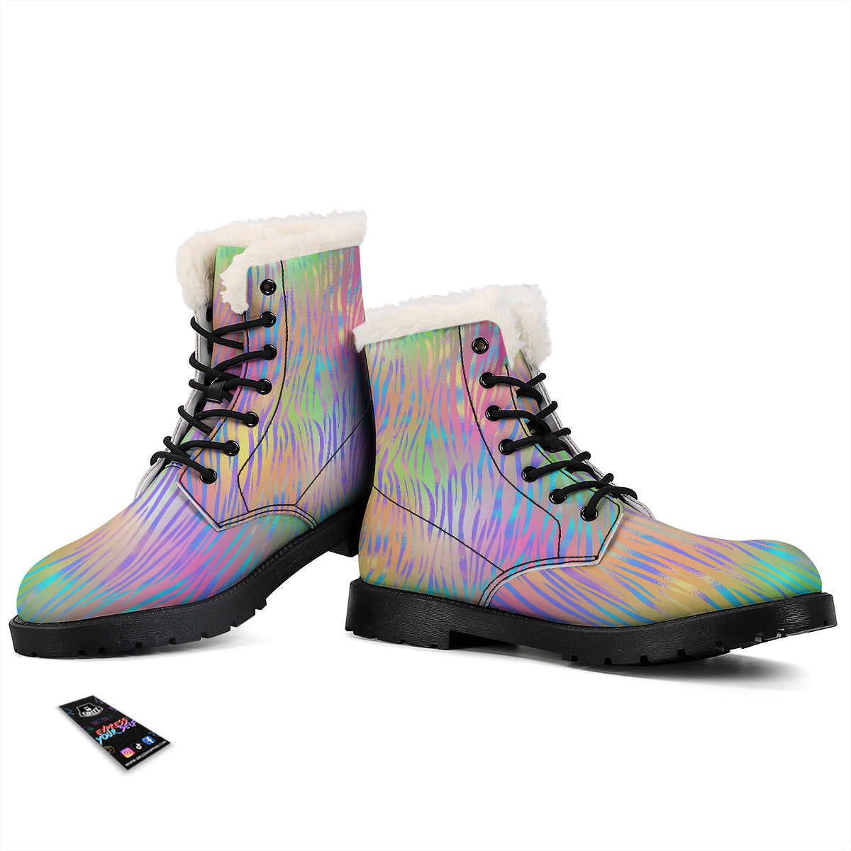 Zebra Pastel Print Pattern Winter Boots-grizzshop