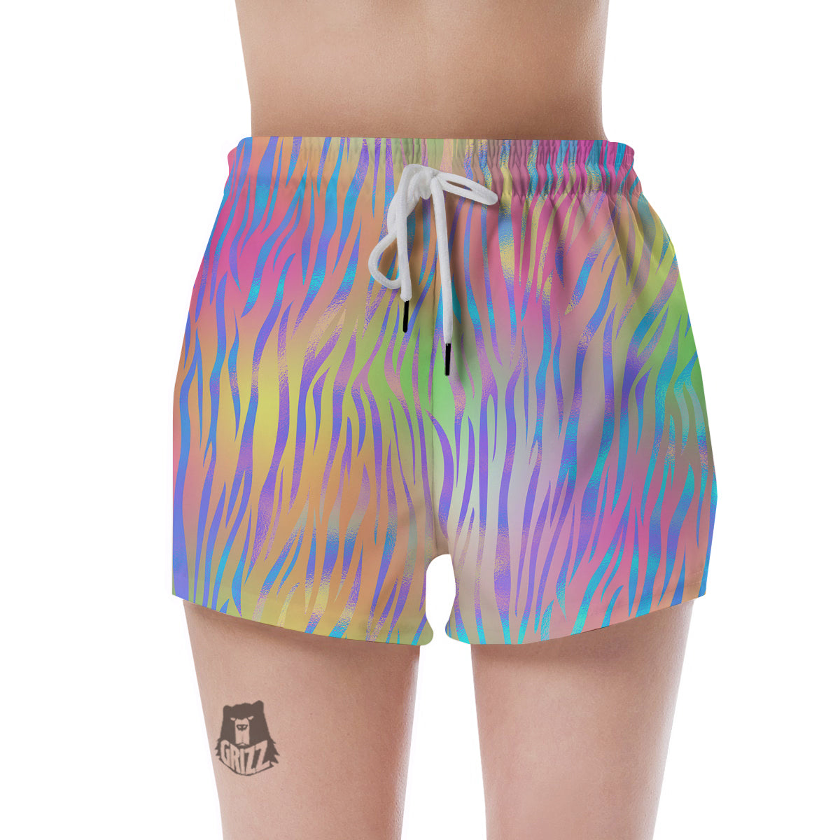 Zebra Pastel Print Pattern Women's Shorts-grizzshop