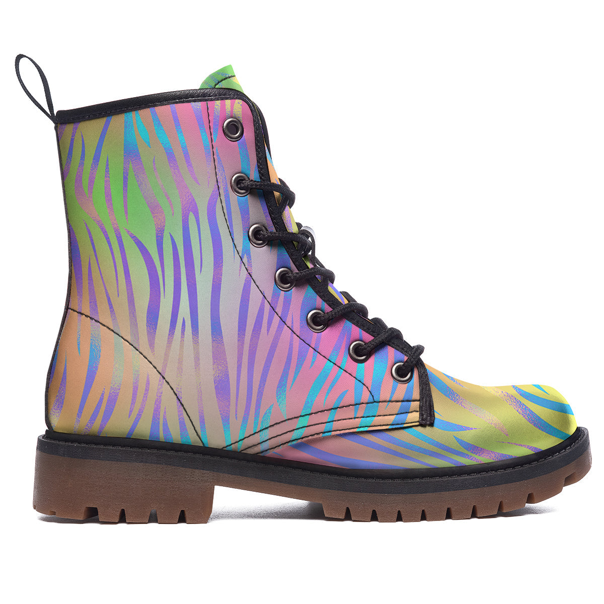 Zebra Pastel Print Pattern Work Boots-grizzshop