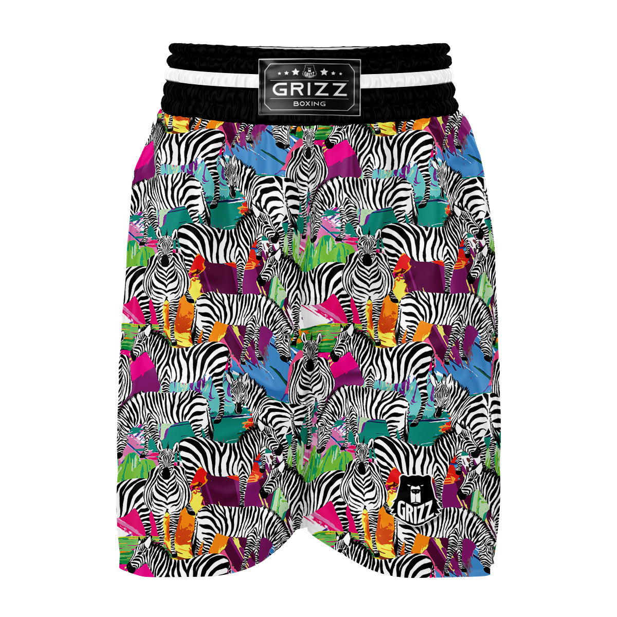 Zebra Pattern Print Boxing Shorts-grizzshop