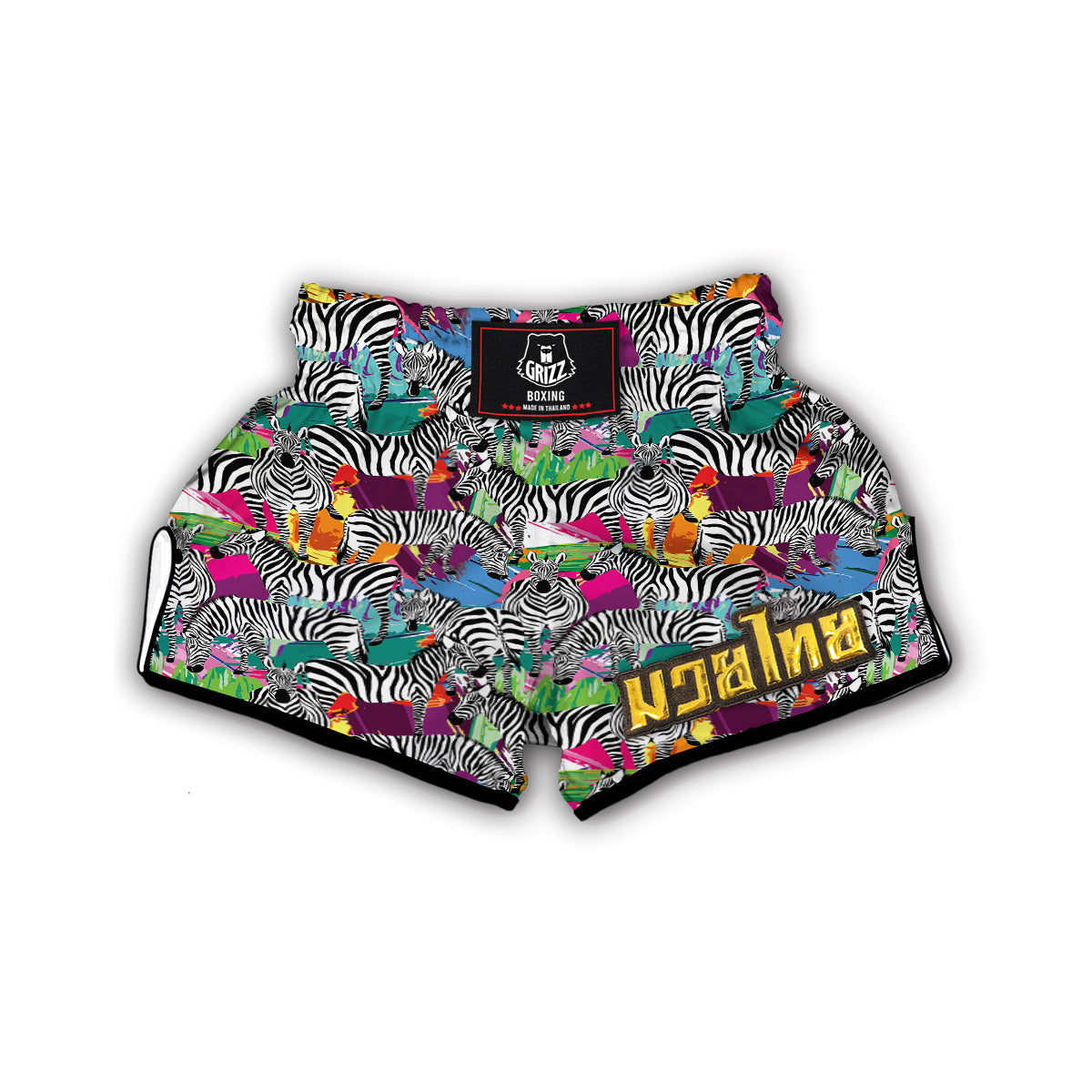 Zebra Pattern Print Muay Thai Boxing Shorts-grizzshop