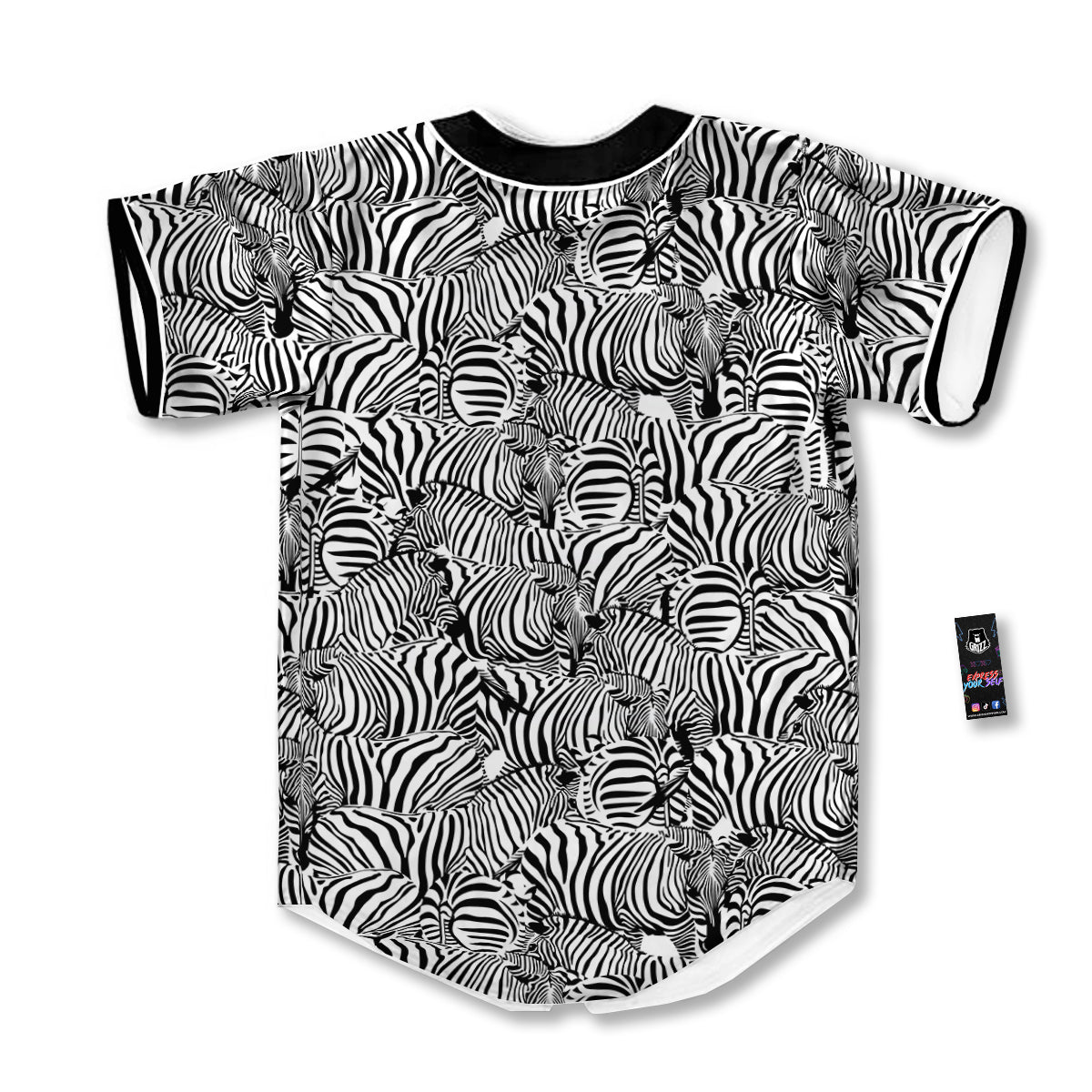 Zebra Striped Black And White Print Pattern Baseball Jersey-grizzshop