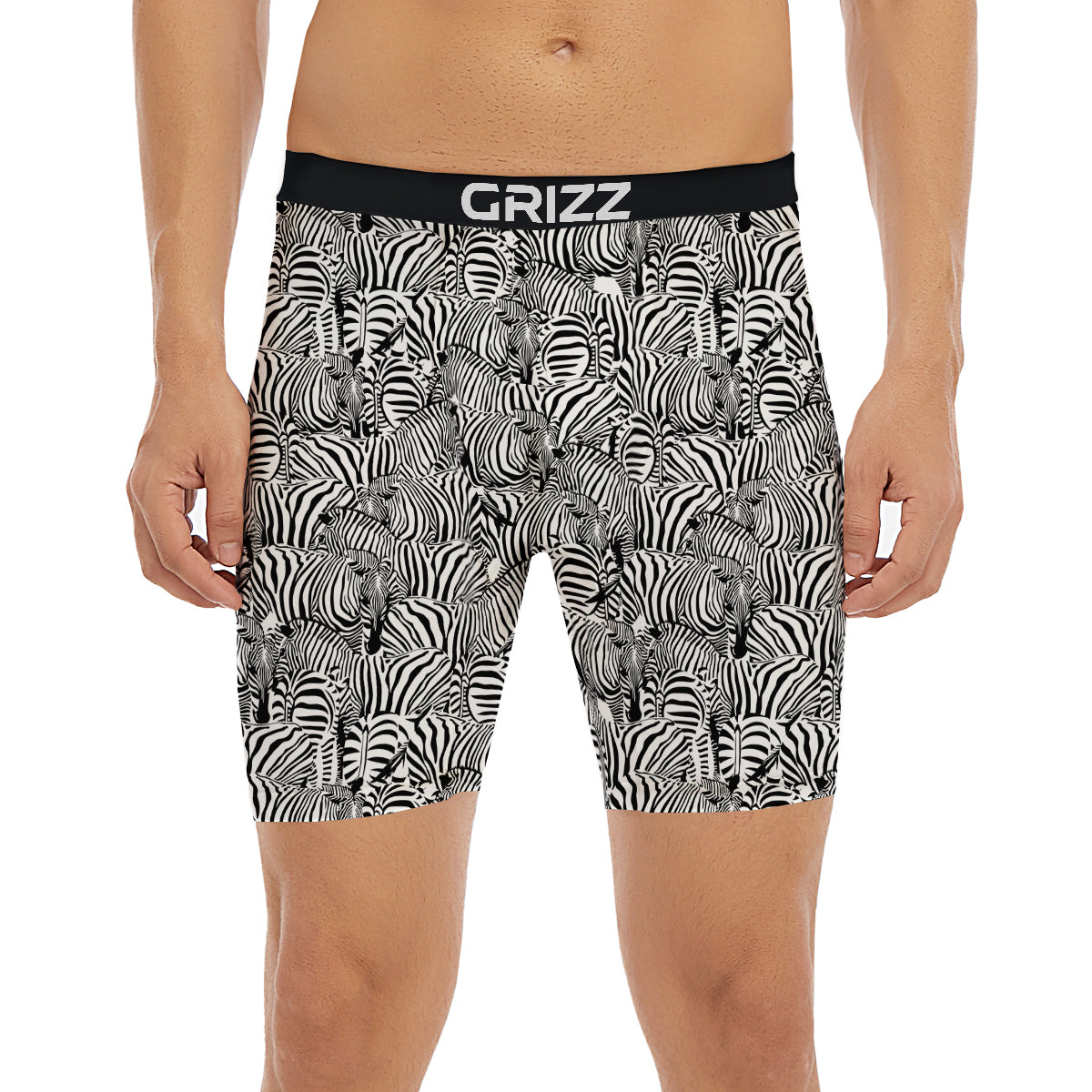 Zebra Striped Black And White Print Pattern Boxer Briefs-grizzshop