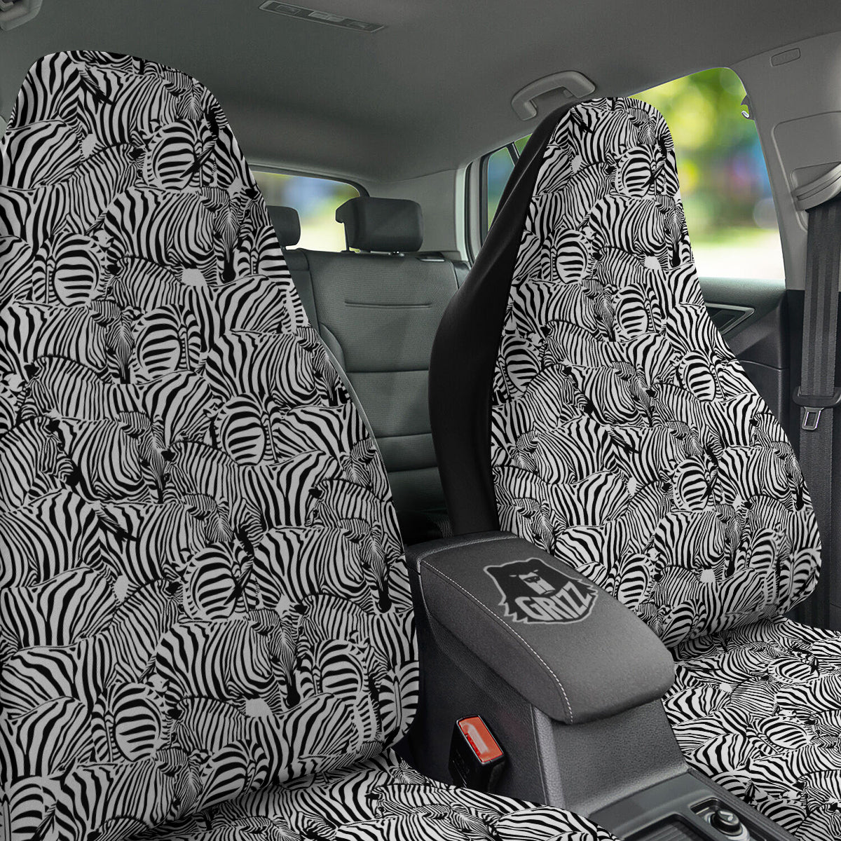 Zebra Striped Black And White Print Pattern Car Seat Covers-grizzshop