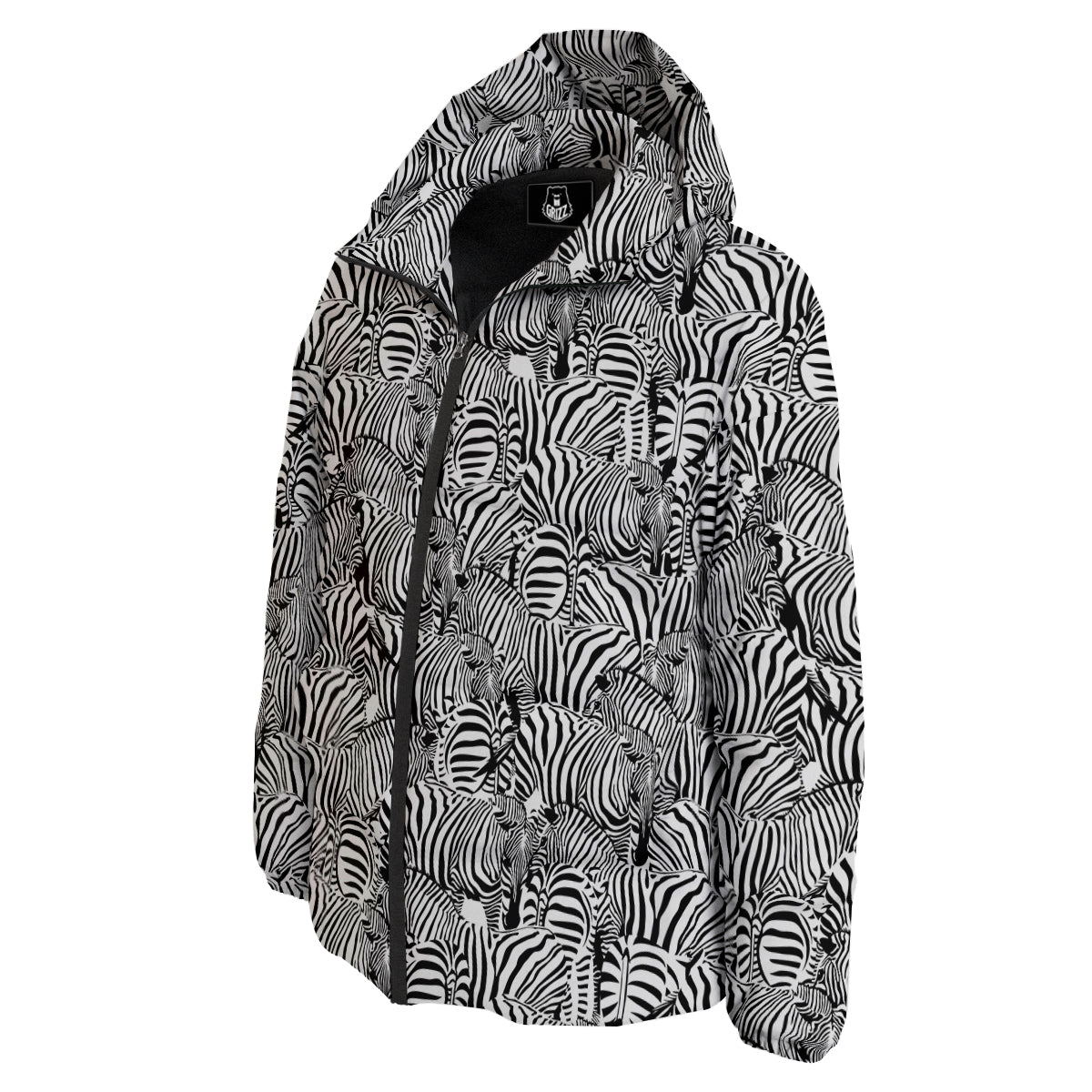 Zebra Striped Black And White Print Pattern Down Jacket-grizzshop