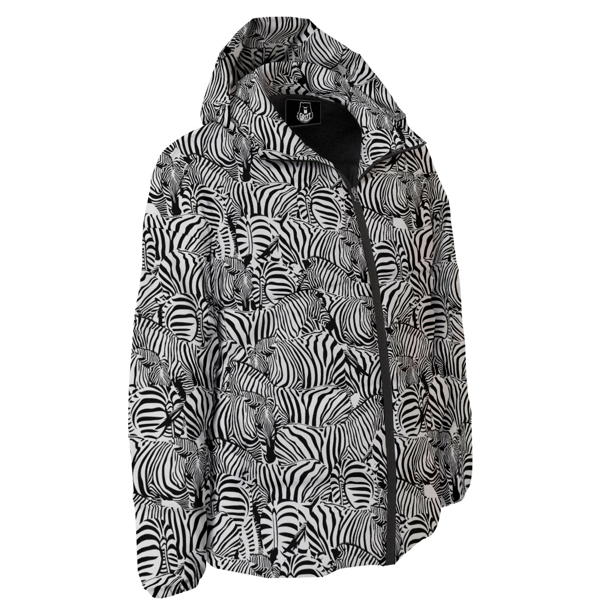 Zebra Striped Black And White Print Pattern Down Jacket-grizzshop