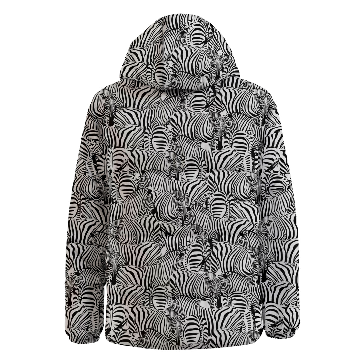 Zebra Striped Black And White Print Pattern Down Jacket-grizzshop