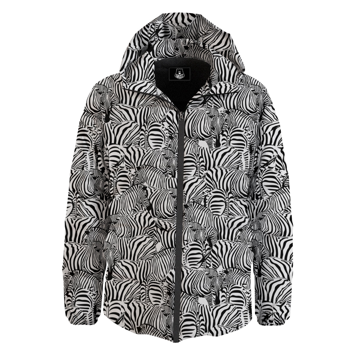Zebra Striped Black And White Print Pattern Down Jacket-grizzshop