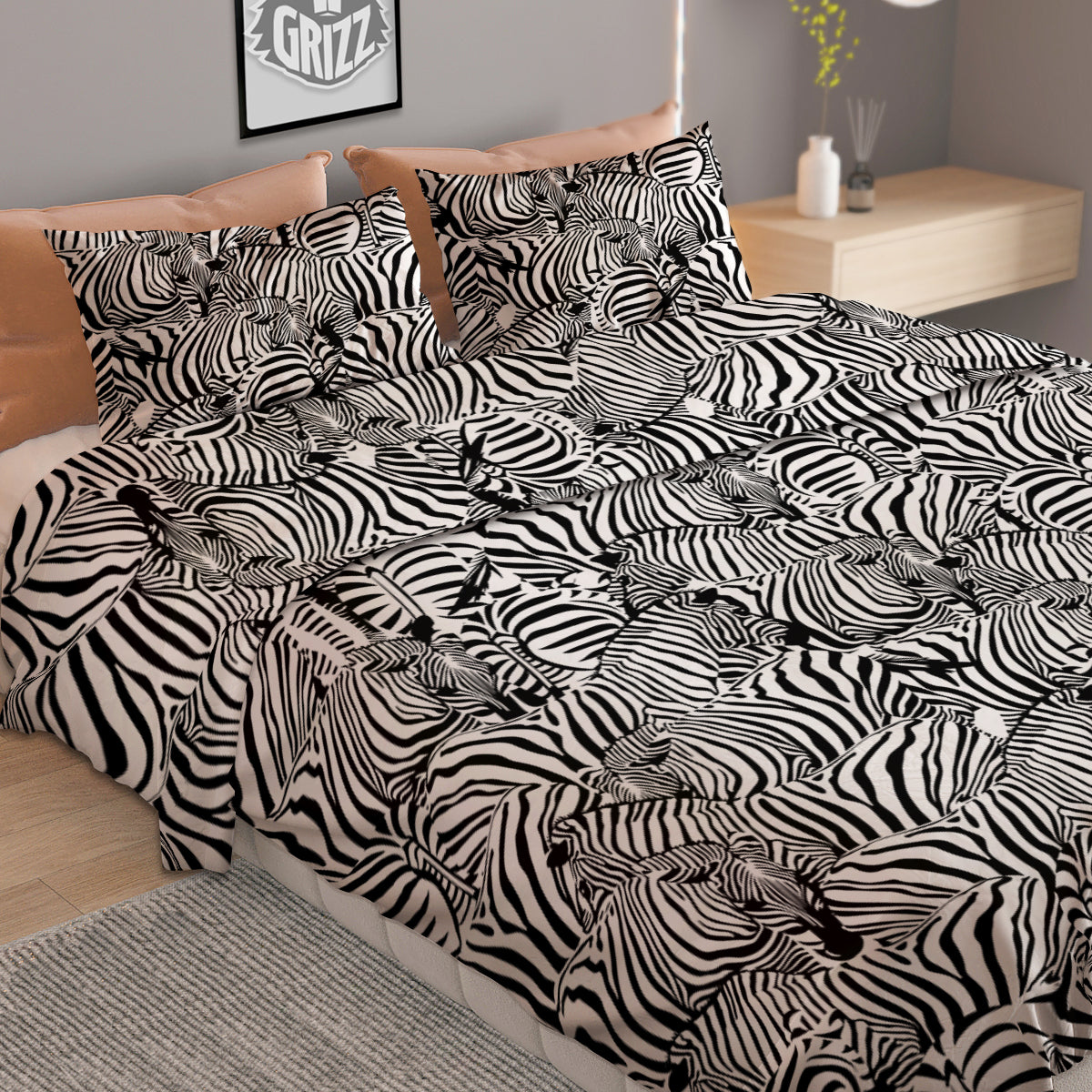 Zebra Striped Black And White Print Pattern Duvet Cover Bedding Set