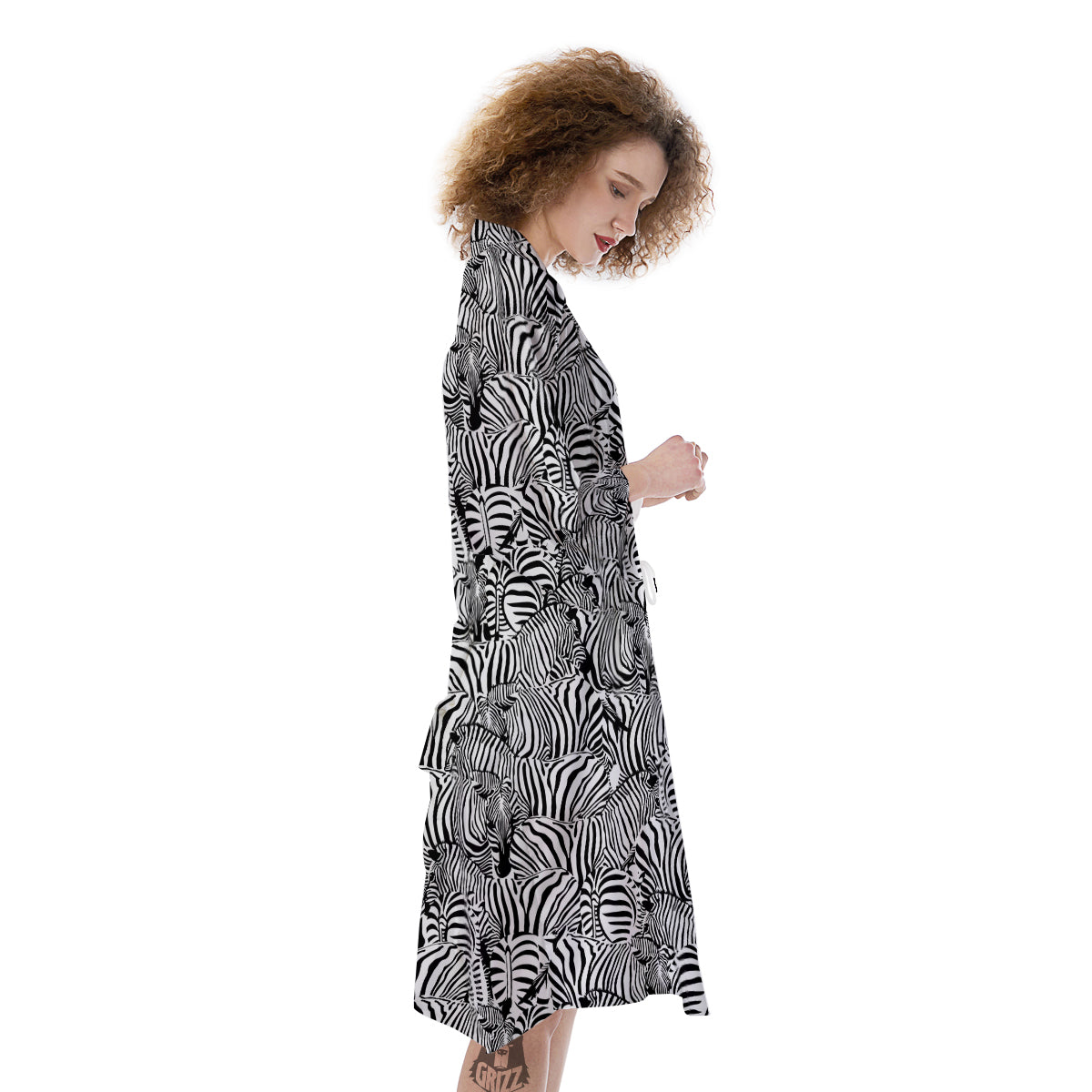 Zebra Striped Black And White Print Pattern Kimono-grizzshop