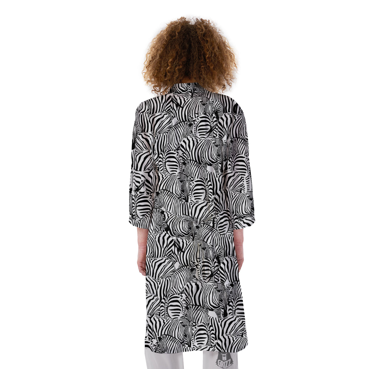 Zebra Striped Black And White Print Pattern Kimono-grizzshop