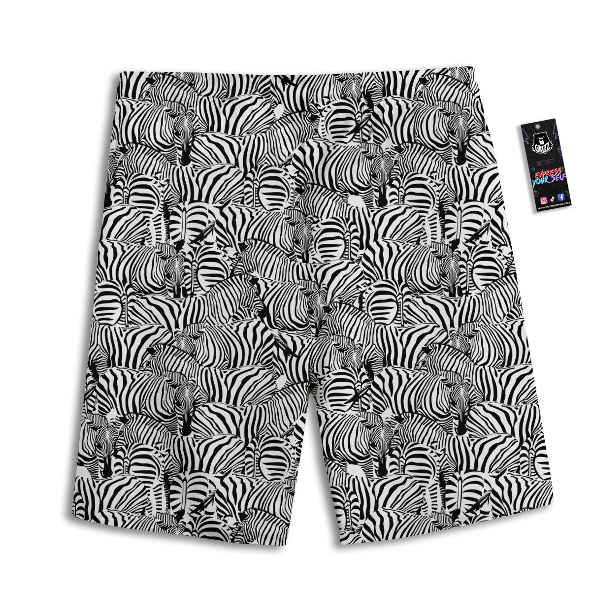 Zebra Striped Black And White Print Pattern Men's Athletic Shorts