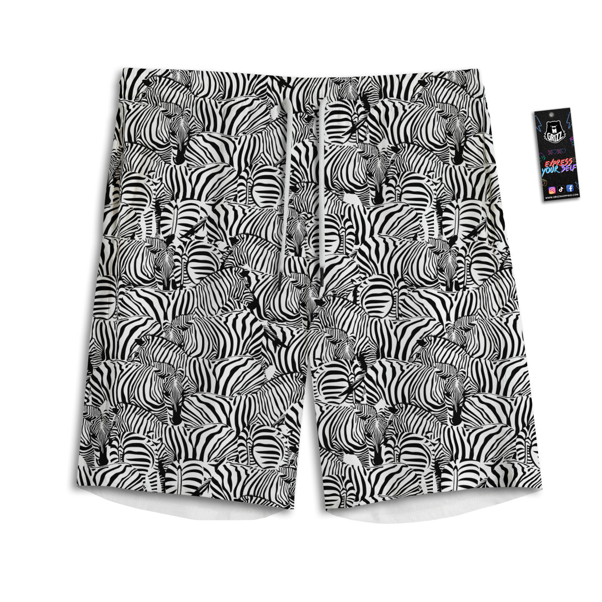 Zebra Striped Black And White Print Pattern Men's Athletic Shorts