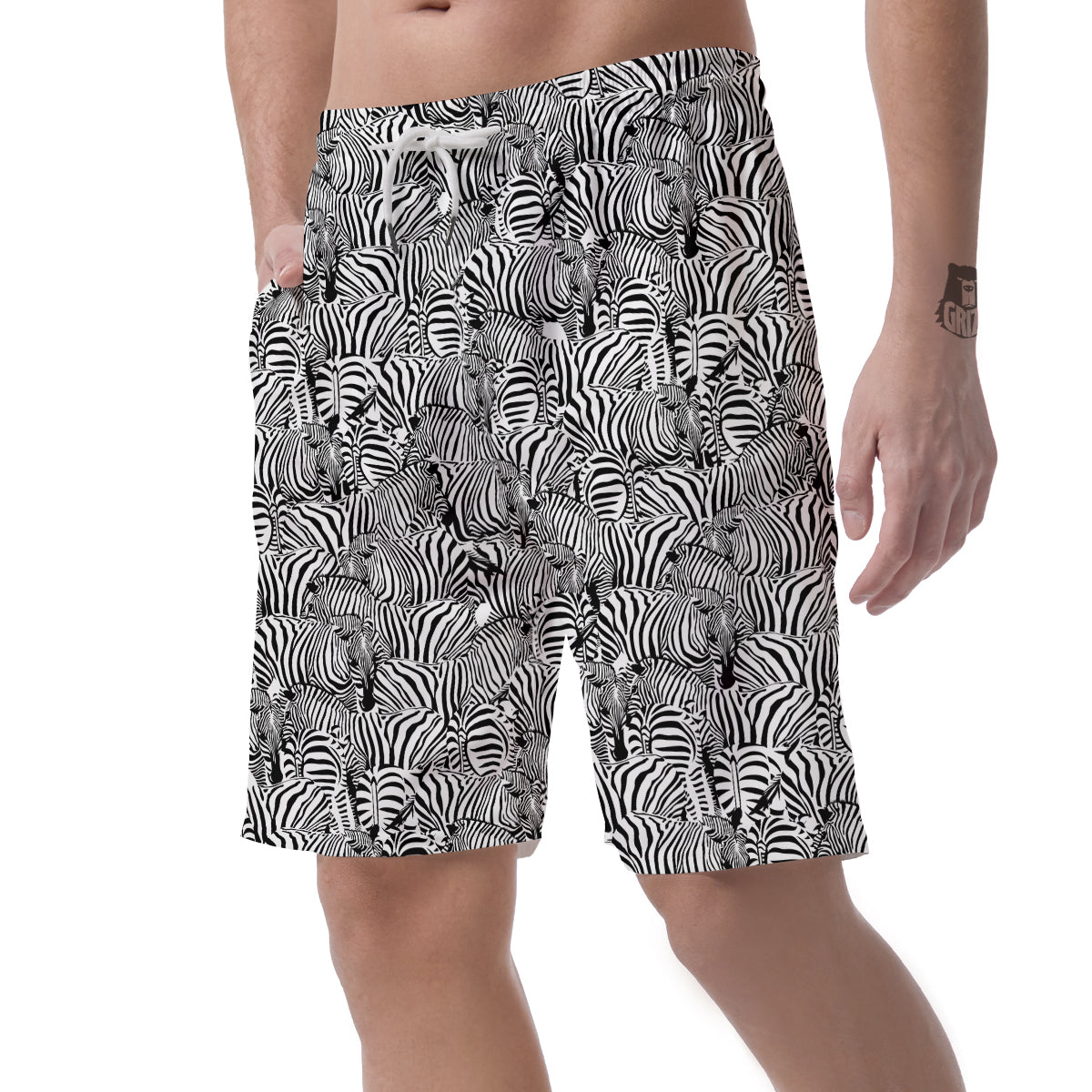 Zebra Striped Black And White Print Pattern Men's Shorts-grizzshop