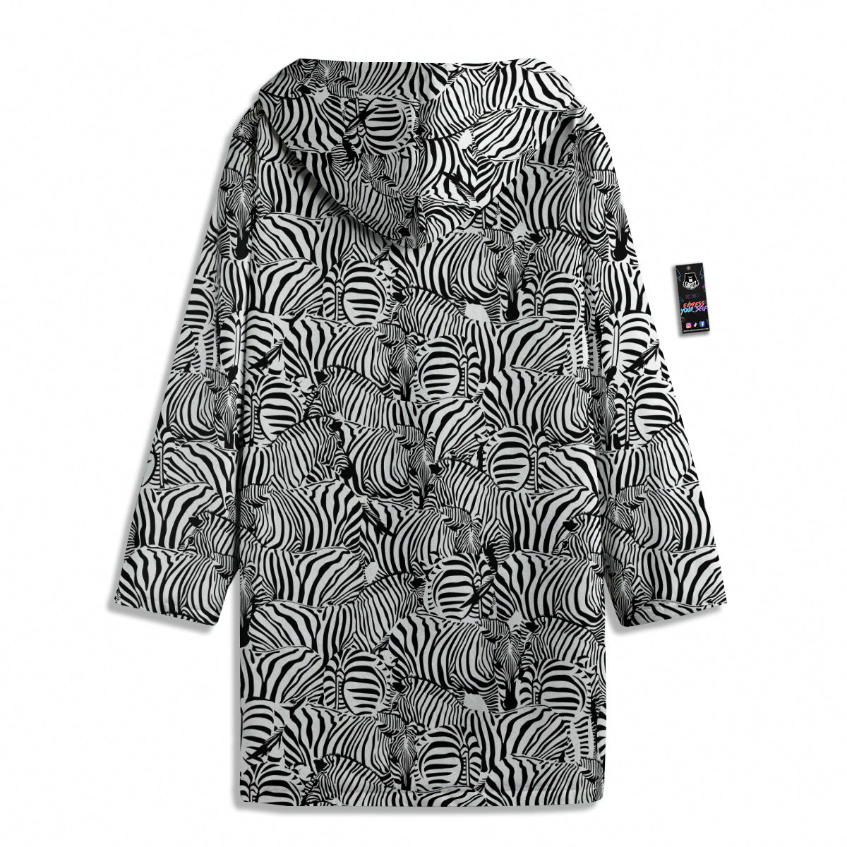 Zebra Striped Black And White Print Pattern Men's Windbreaker Jacket-grizzshop