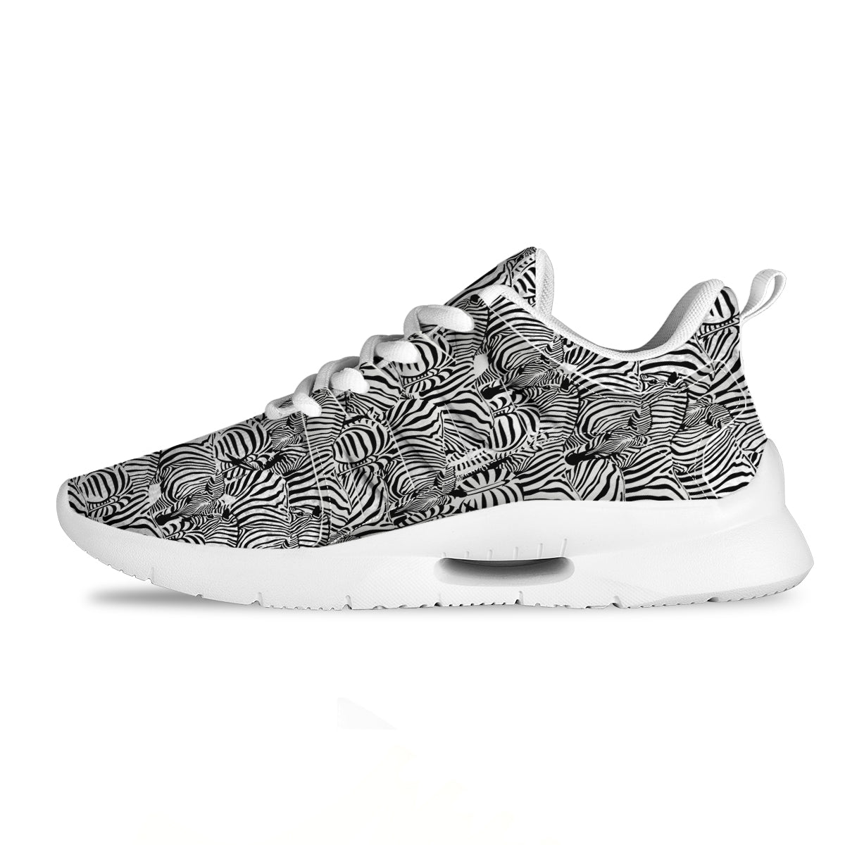 Zebra Striped Black And White Print Pattern Tennis Shoes-grizzshop