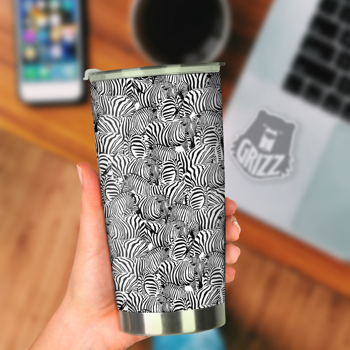 Zebra Striped Black And White Print Pattern Tumbler-grizzshop