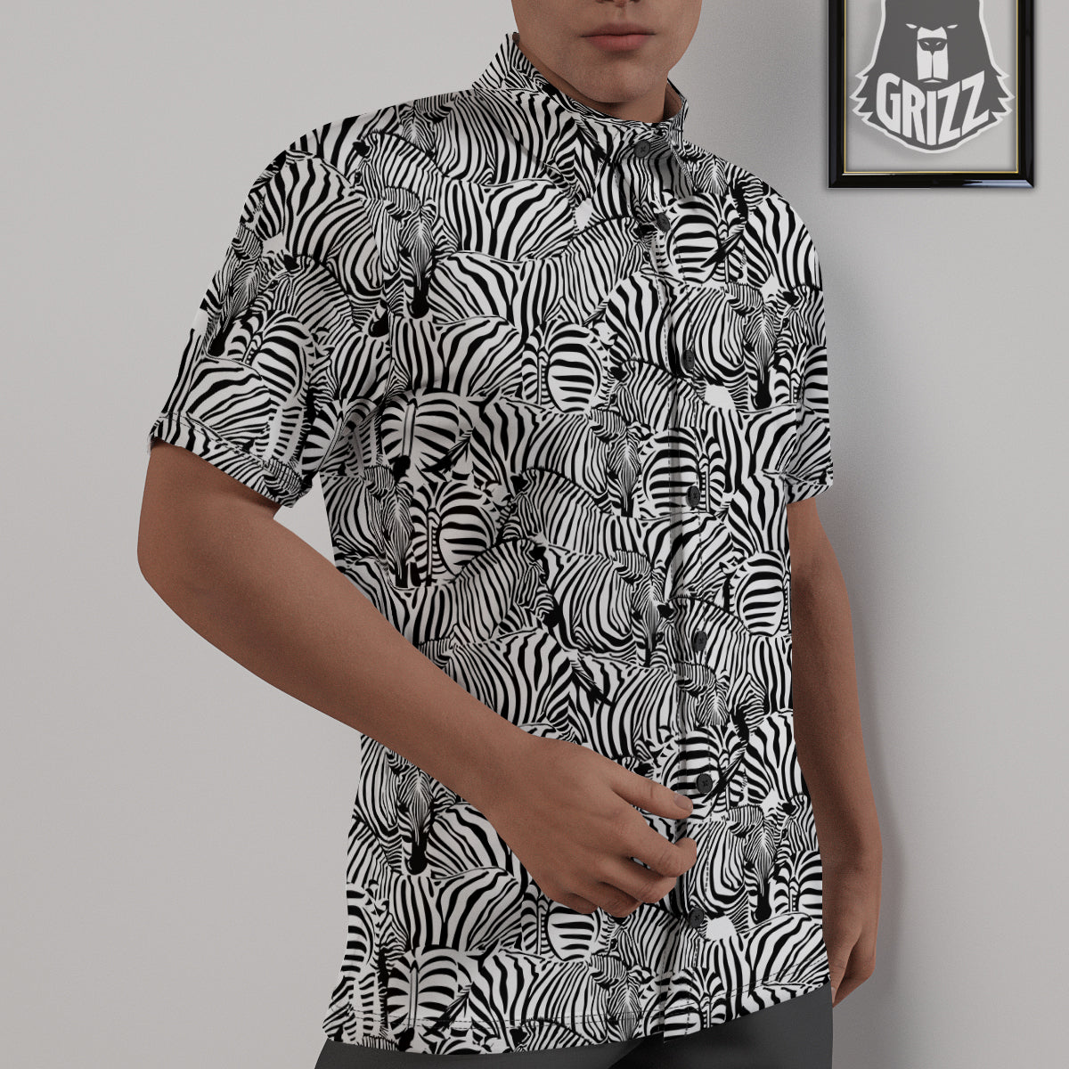 Zebra Striped Black And White Print Pattern Untucked Shirts-grizzshop