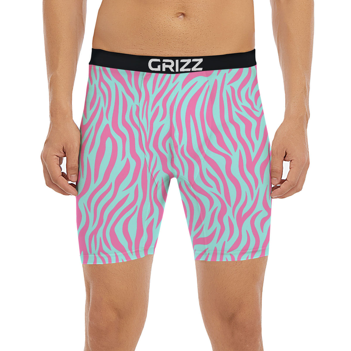 Zebra Stripes Blue And Pink Print Boxer Briefs-grizzshop