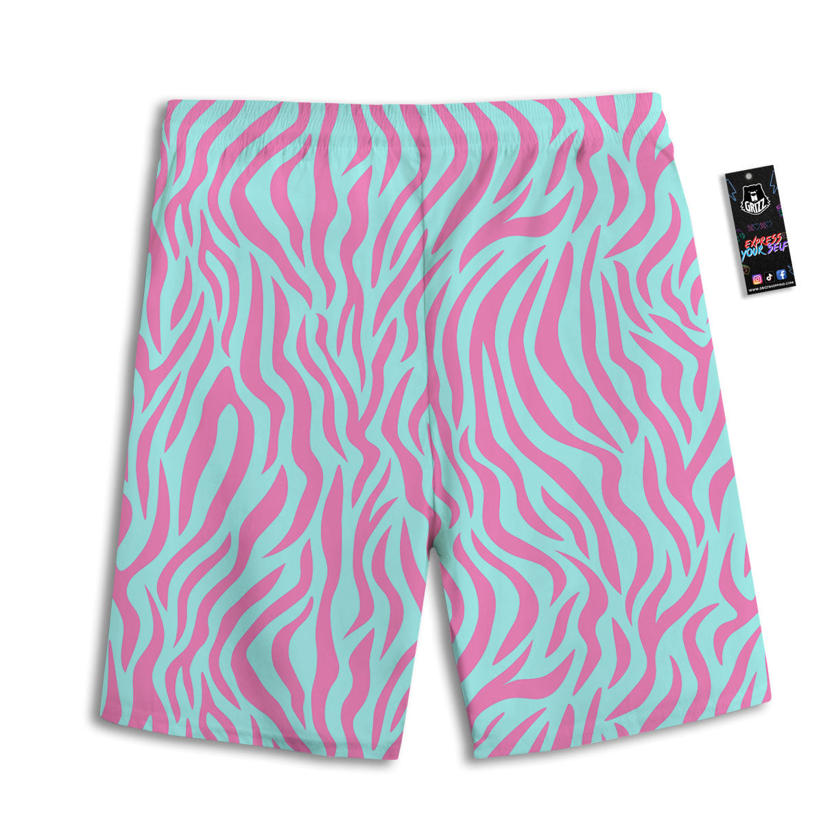 Zebra Stripes Blue And Pink Print Men's Athletic Shorts