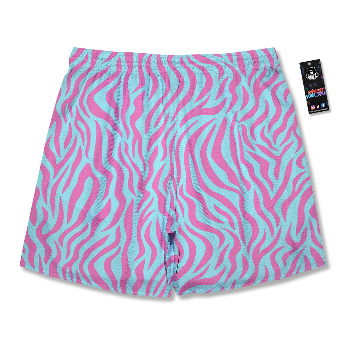Zebra Stripes Blue And Pink Print Men's Running Shorts-grizzshop