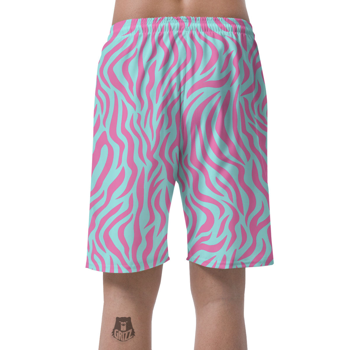 Zebra Stripes Blue And Pink Print Men's Shorts-grizzshop