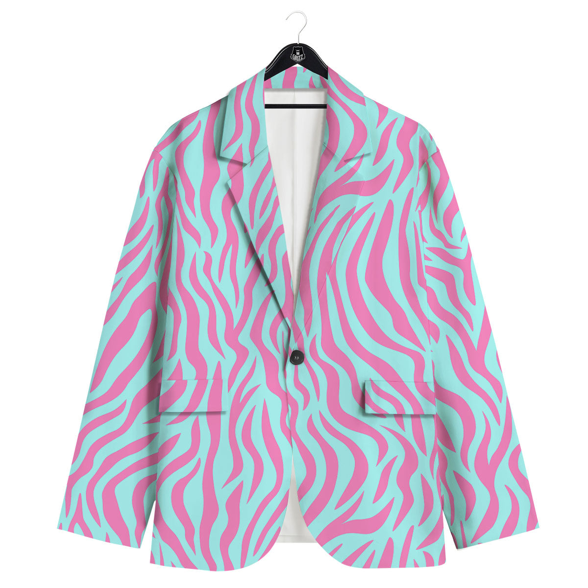 Zebra Stripes Blue And Pink Print Men's Sport Coat-grizzshop