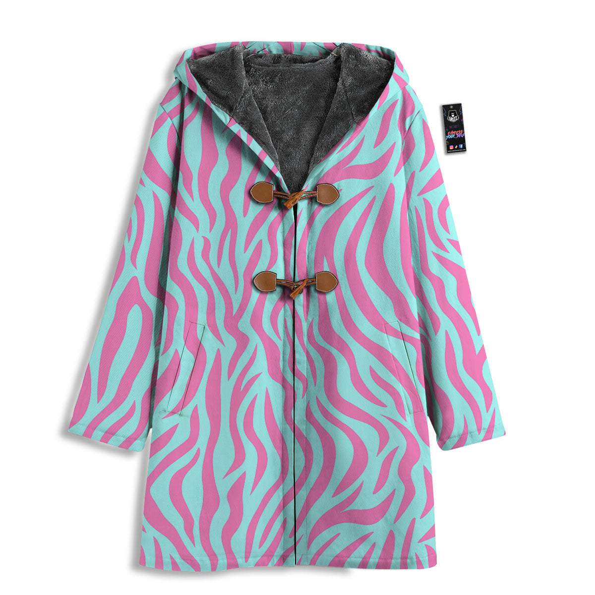 Zebra Stripes Blue And Pink Print Men's Windbreaker Jacket-grizzshop