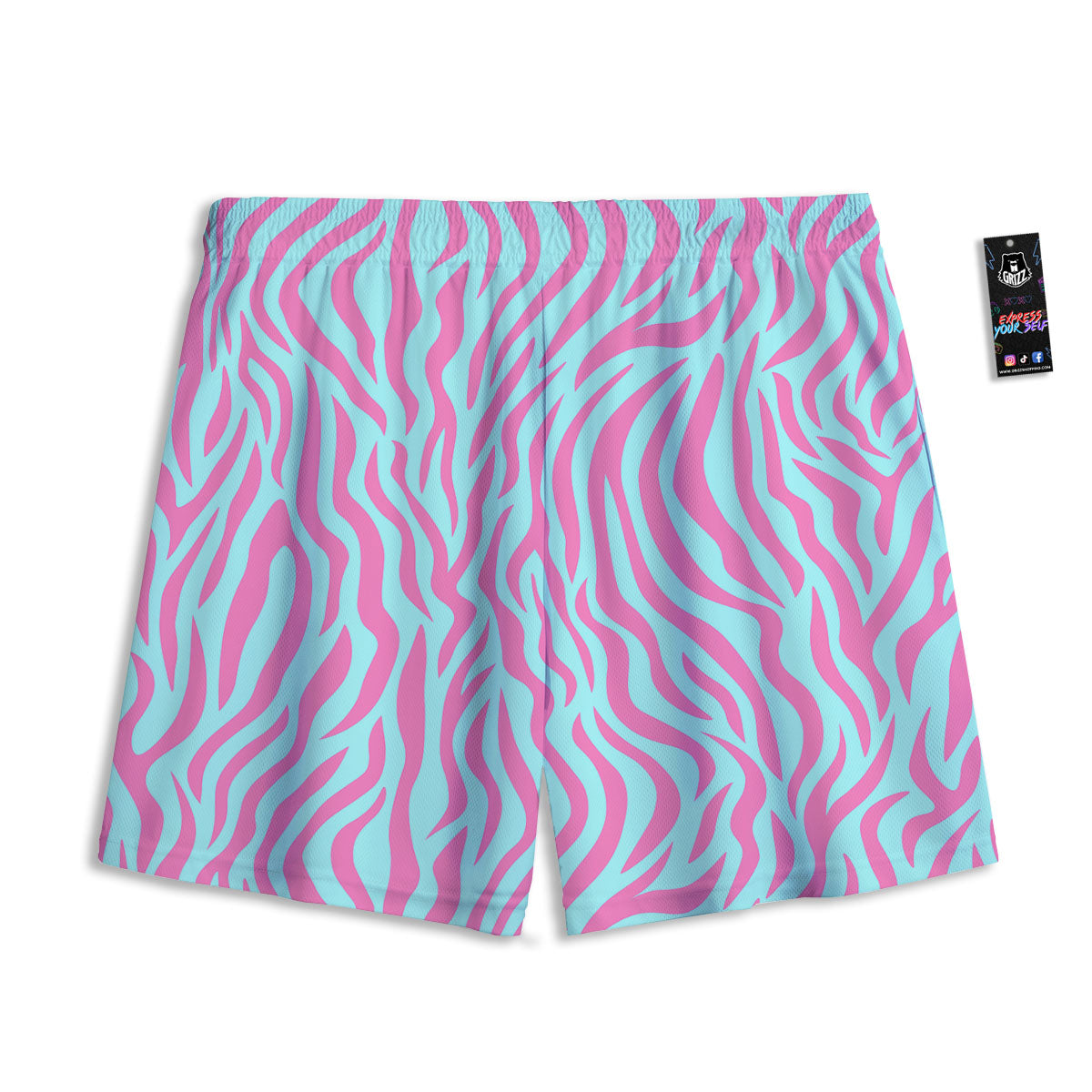 Zebra Stripes Blue And Pink Print Mesh Shorts