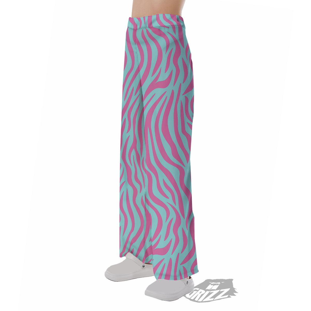 Zebra Stripes Blue And Pink Print Pajama Pants-grizzshop
