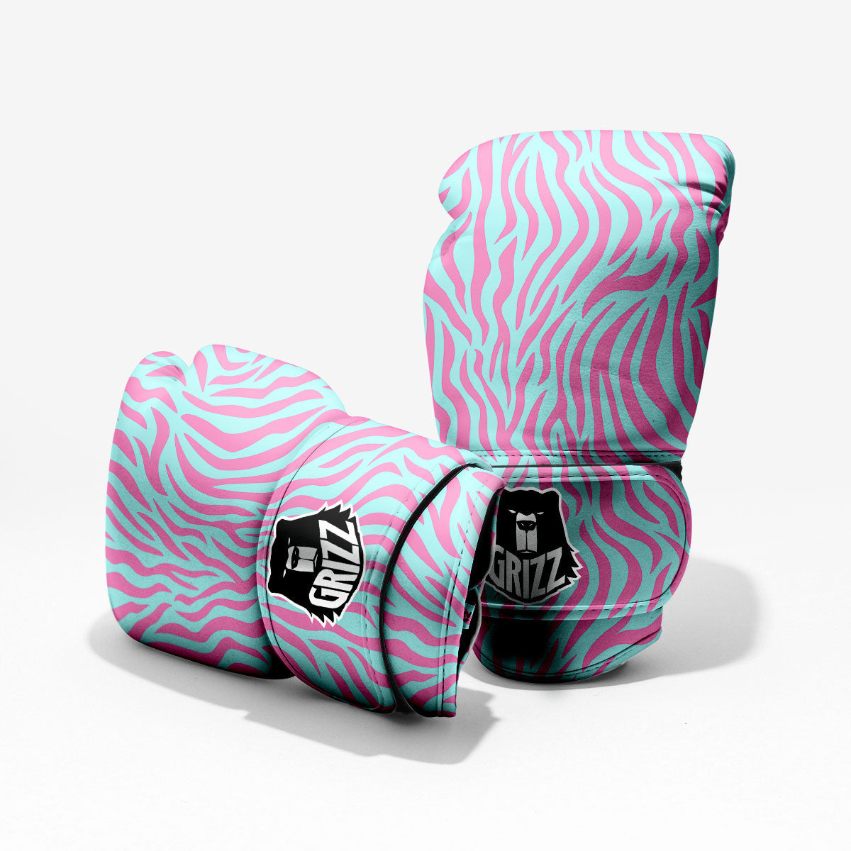 Zebra Stripes Blue And Pink Print Pro Boxing Glove