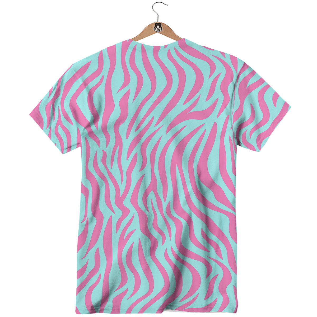 Zebra Stripes Blue And Pink Print T-Shirt-grizzshop